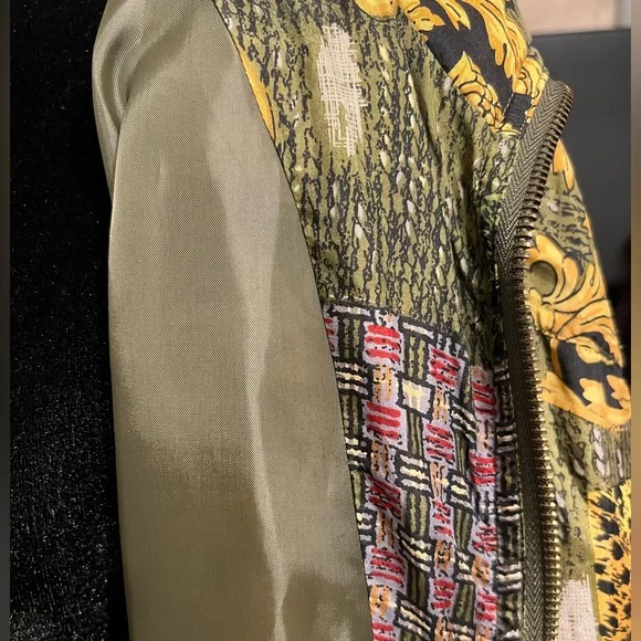 Vintage EVR Baroque Print Silk Bomber Jacket L - Picture 8 of 11